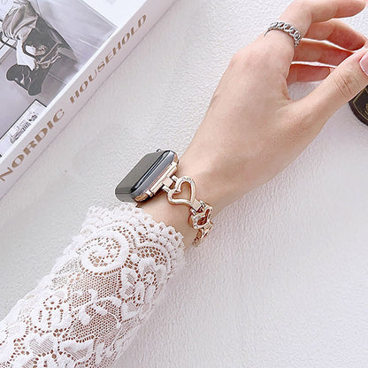 Stylish Diamond Heart Metal Apple Watch Band