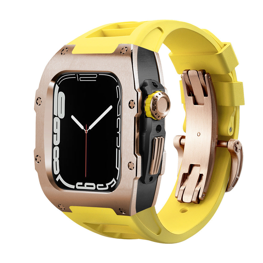 Luxury Metal Case Strap For Apple Watch Series 44/45 mm - Mycasety Mycasety