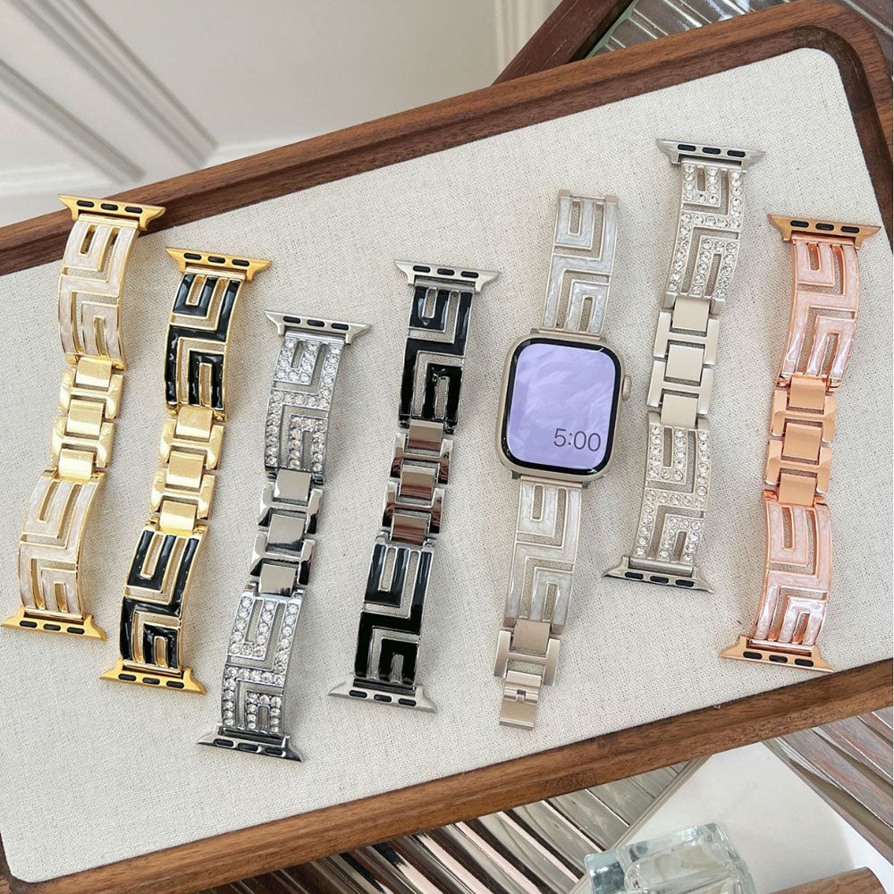 Newest Pearl Glaze Hollow Metal Diamond Bracelet Apple Watch Band