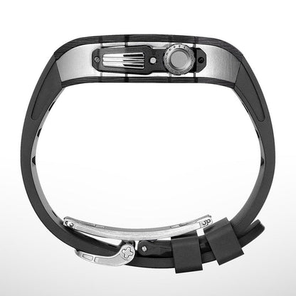 Carbon Fiber And Titanium Case With Fluororubber Strap For Apple Watch 44/45 MM - Mycasety Mycasety
