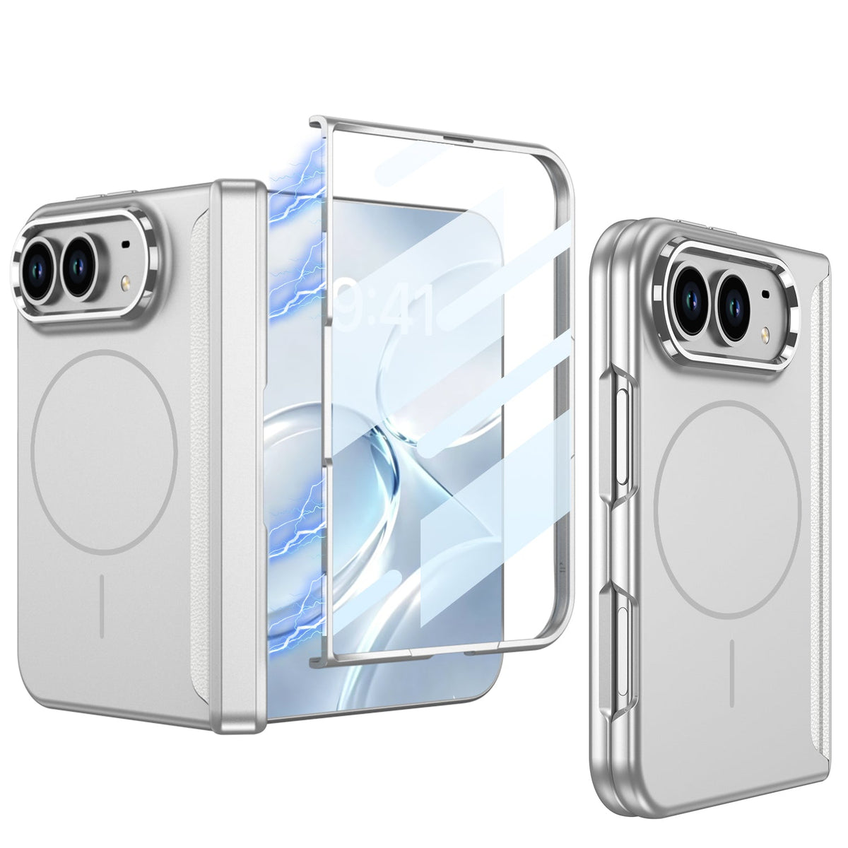 iPhone Duo - Magnetic Hinge Protection Business Cover Built-in Tempered Glass Film &  Magnetic Ring