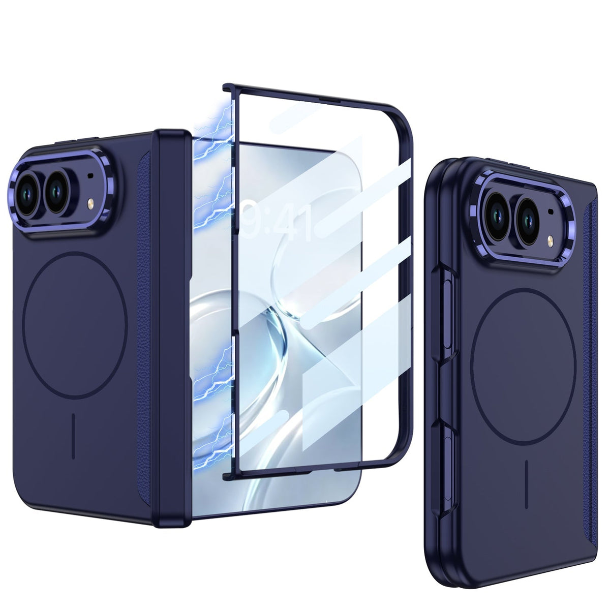 iPhone Duo - Magnetic Hinge Protection Business Cover Built-in Tempered Glass Film &  Magnetic Ring