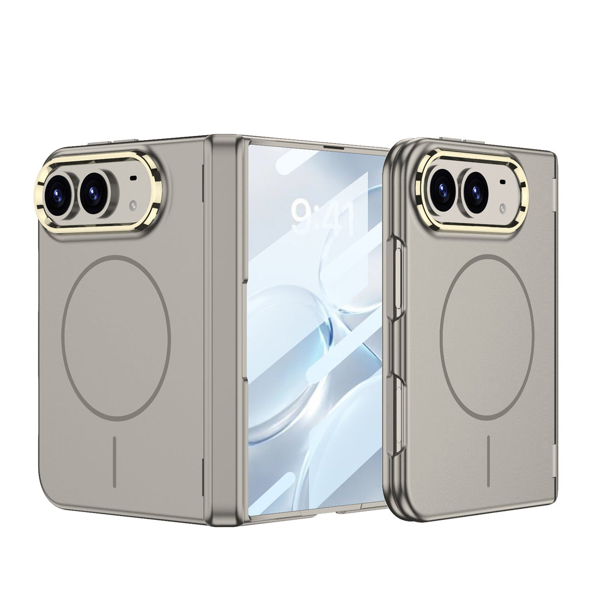 iPhone Duo - Magnetic Hinge Protection Fashion Cover Built-in Tempered Glass Film & Magnetic Ring