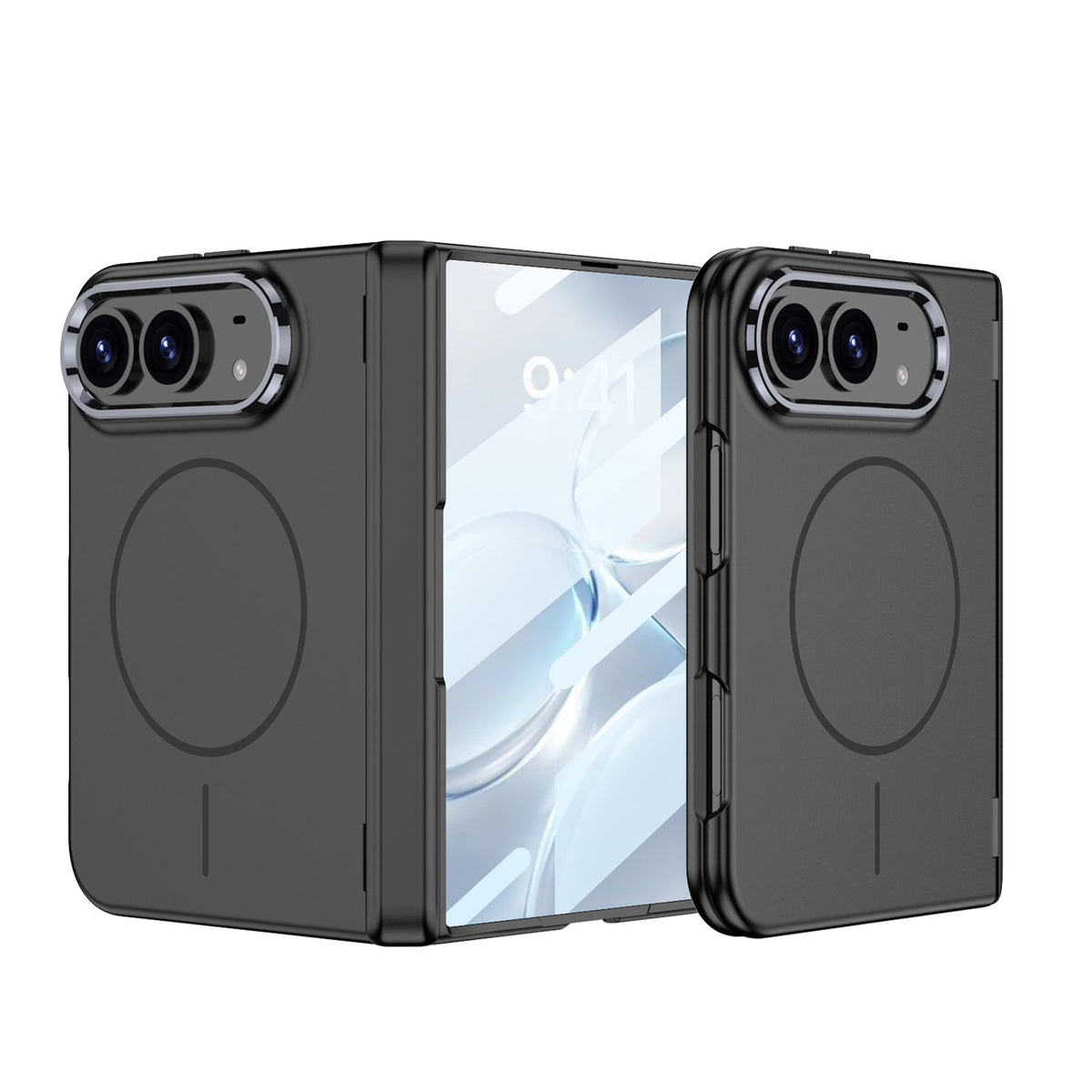 iPhone Duo - Magnetic Hinge Protection Fashion Cover Built-in Tempered Glass Film & Magnetic Ring