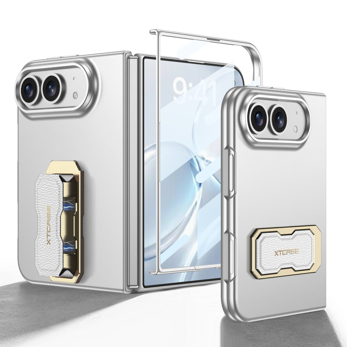 iPhone Duo | Slim Full‑Coverage Phone Case Built-in Tempered Glass Film & Magnetic Finger‑Ring Grip