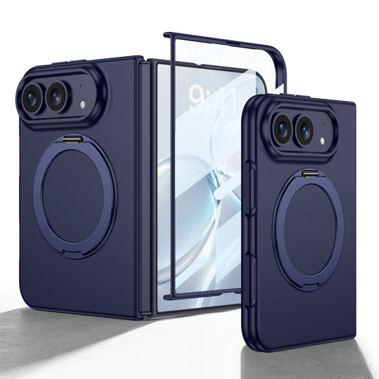iPhone Duo | Slim Full‑Coverage Phone Case Built-in Tempered Glass Film & 360° Rotatable Magnetic Ring Kickstand