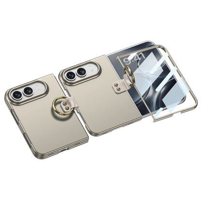 iPhone Duo | Slim Full‑Coverage Phone Case Built-in Tempered Glass Film & Side Clip‑Style Finger Ring Grip