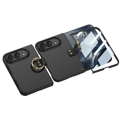 iPhone Duo | Slim Full‑Coverage Phone Case Built-in Tempered Glass Film & Side Clip‑Style Finger Ring Grip