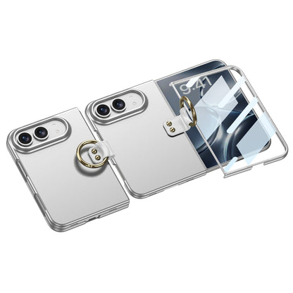 iPhone Duo | Slim Full‑Coverage Phone Case Built-in Tempered Glass Film & Side Clip‑Style Finger Ring Grip
