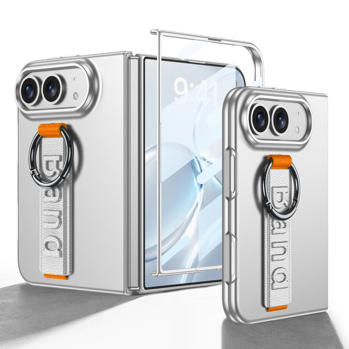 iPhone Duo | Slim Full‑Coverage Phone Case Built-in Tempered Glass Film & Wrist Strap with Finger Ring Grip