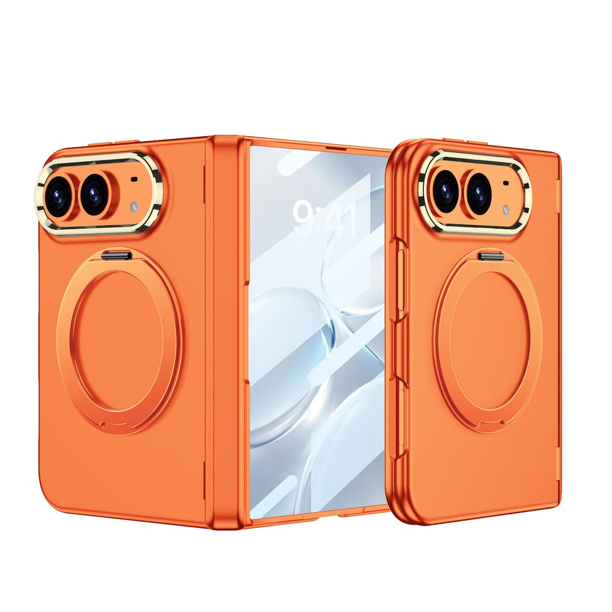 iPhone Duo - Magnetic Hinge Protection Fashion Cover Built-in Tempered Glass Film & Magnetic Kickstand
