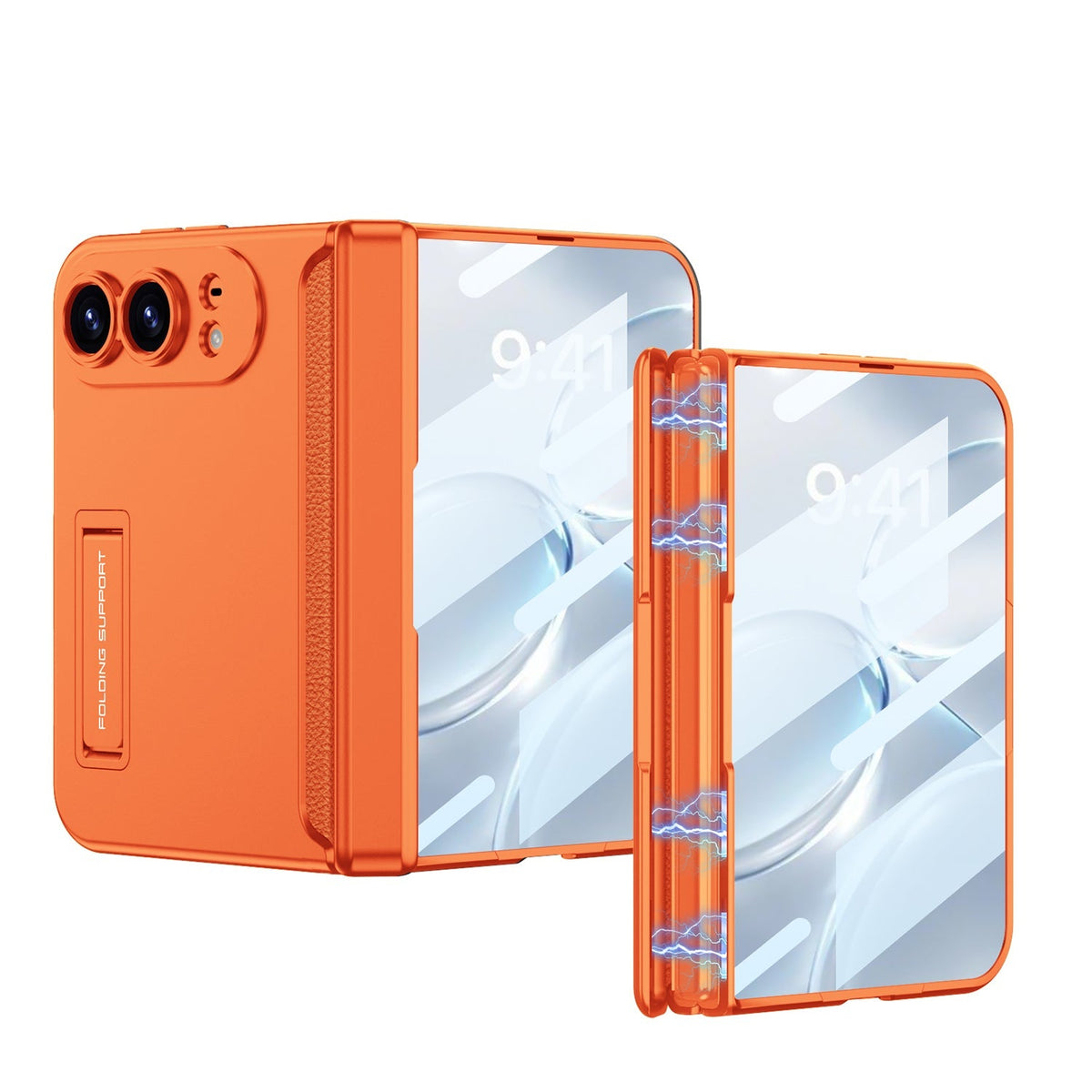 iPhone Duo - Magnetic Hinge Camera Protection Business Cover Built-in Tempered Glass Film & Hidden Kickstand
