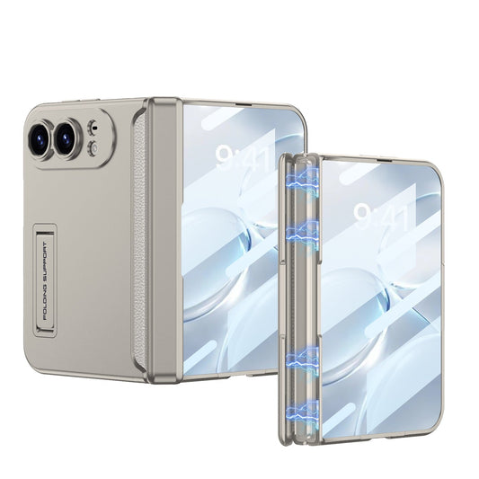 iPhone Duo - Magnetic Hinge Camera Protection Business Cover Built-in Tempered Glass Film & Hidden Kickstand