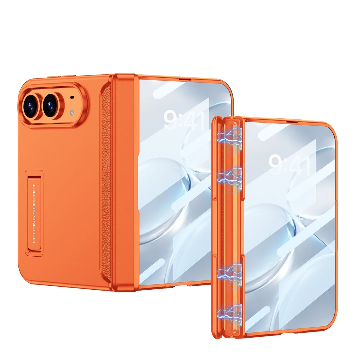 iPhone Duo - Magnetic Hinge Protection Business Cover Built-in Tempered Glass Film & Hidden Kickstand