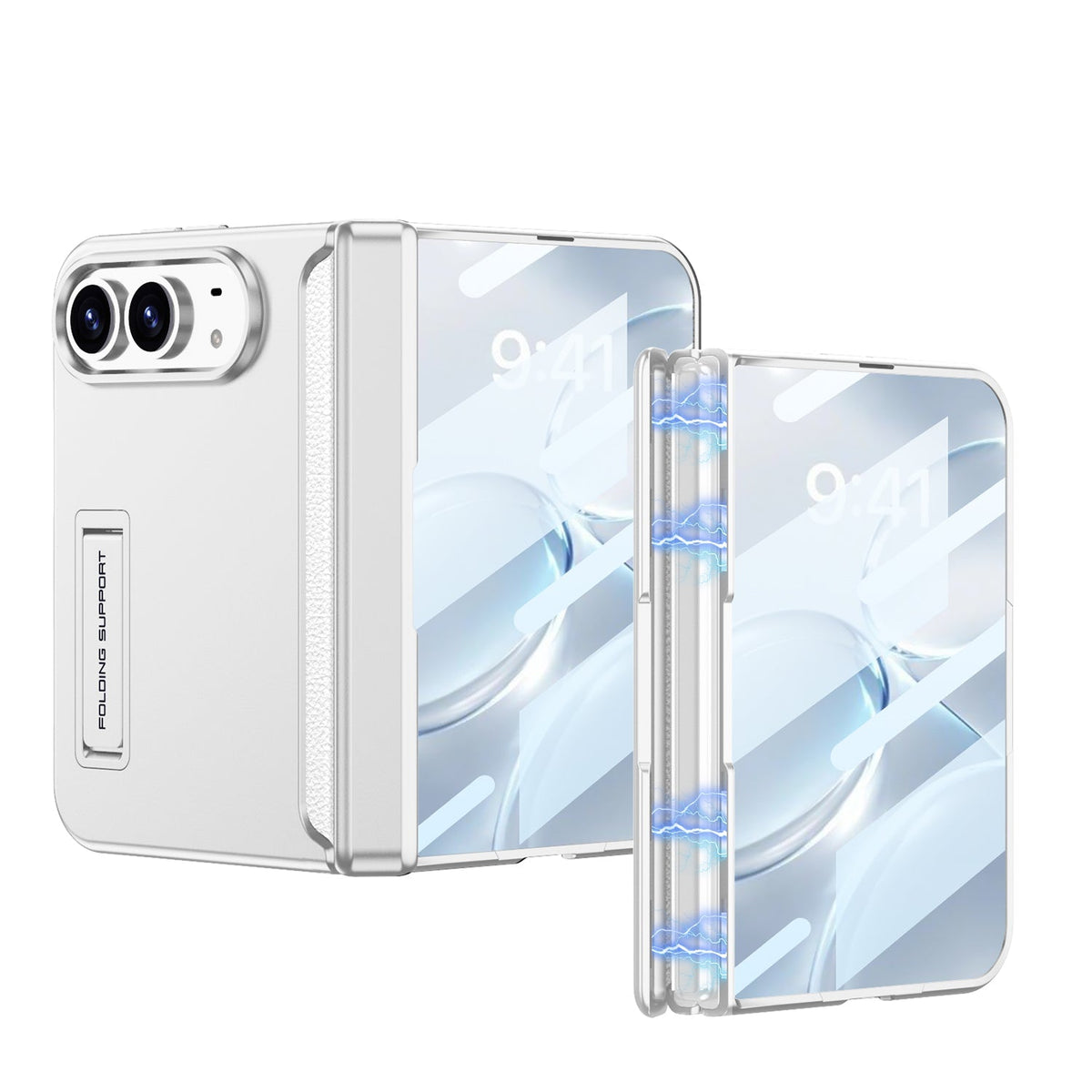 iPhone Duo - Magnetic Hinge Protection Business Cover Built-in Tempered Glass Film & Hidden Kickstand