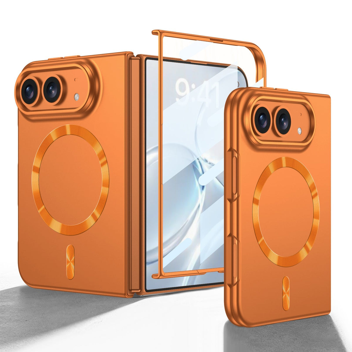 iPhone Duo | Slim Full‑Coverage Phone Case Built-in Tempered Glass Film & Magnetic Ring