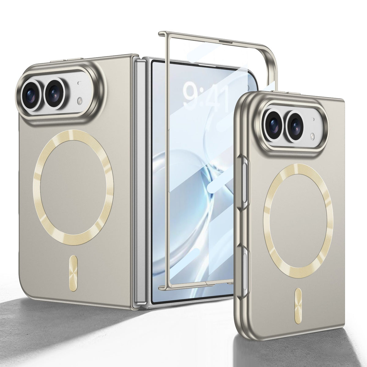 iPhone Duo | Slim Full‑Coverage Phone Case Built-in Tempered Glass Film & Magnetic Ring