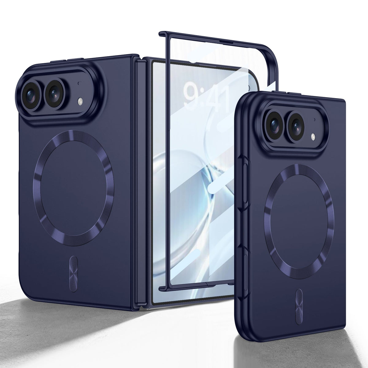 iPhone Duo | Slim Full‑Coverage Phone Case Built-in Tempered Glass Film & Magnetic Ring