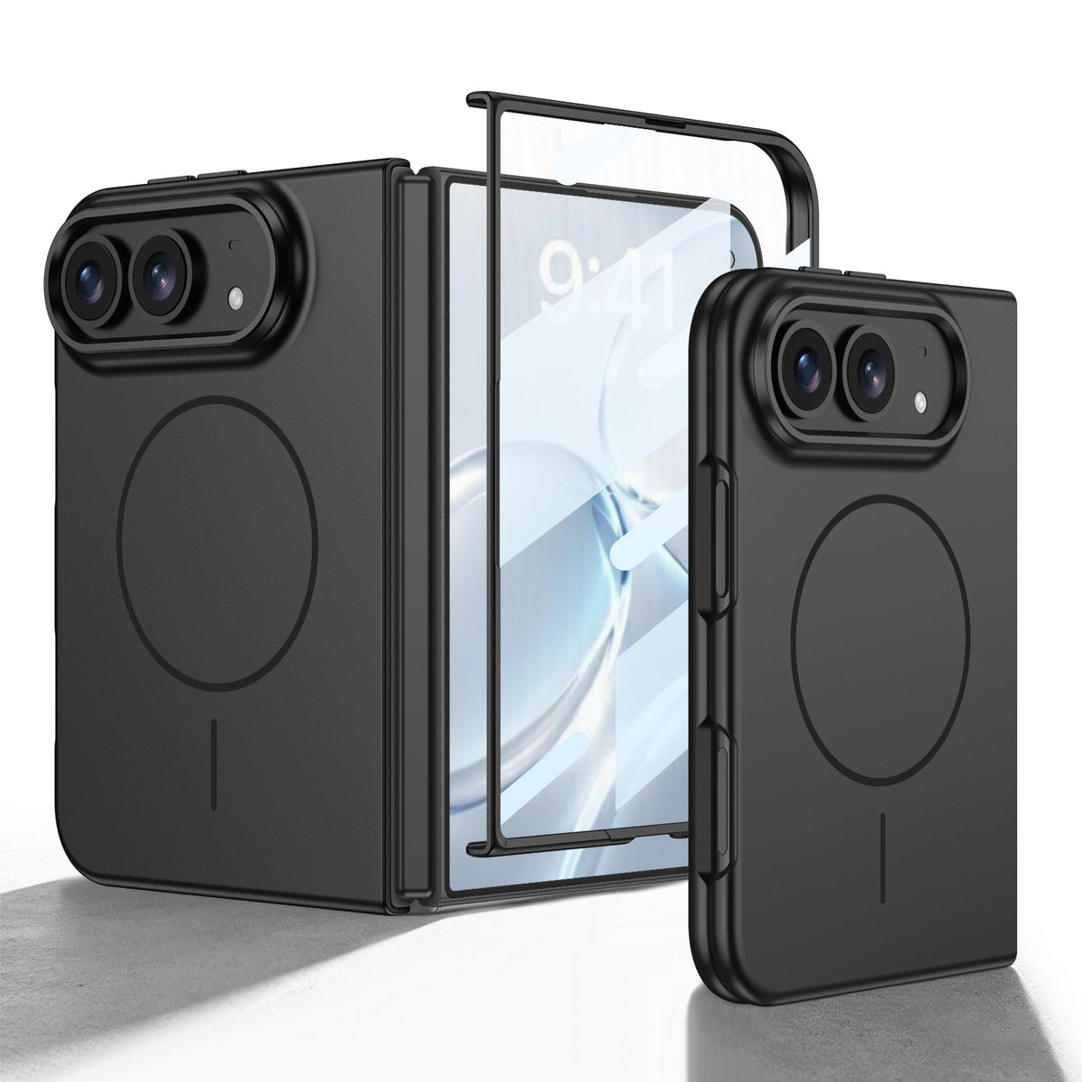 iPhone Duo | Slim Full‑Coverage Phone Case Built-in Tempered Glass Film & Magnetic Ring