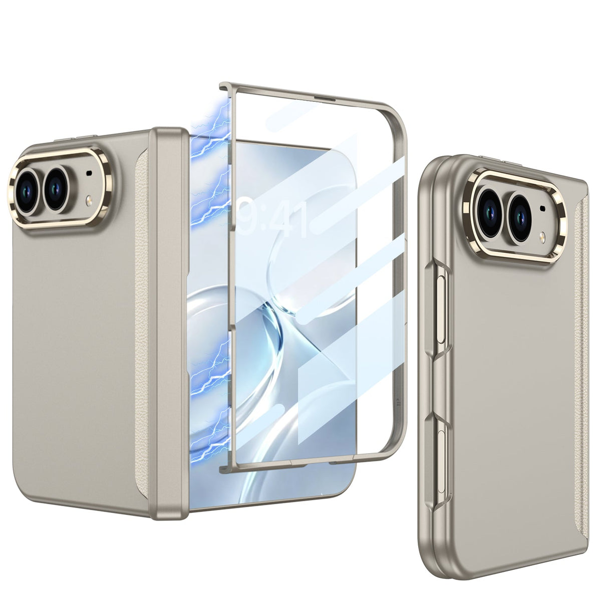 iPhone Duo - Magnetic Hinge Protection Business Cover Built-in Tempered Glass Film