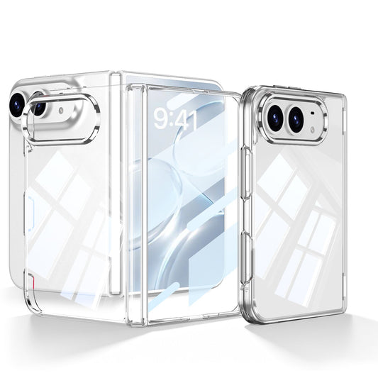 iPhone Duo - Magnetic Hinge Protection Clear Plating Cover Built-in Tempered Glass Film
