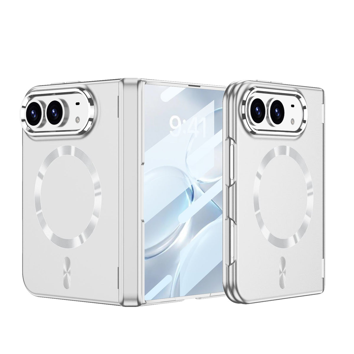 iPhone Duo - Magnetic Hinge Protection Fashion Cover Built-in Tempered Glass Film & Magnetic Ring