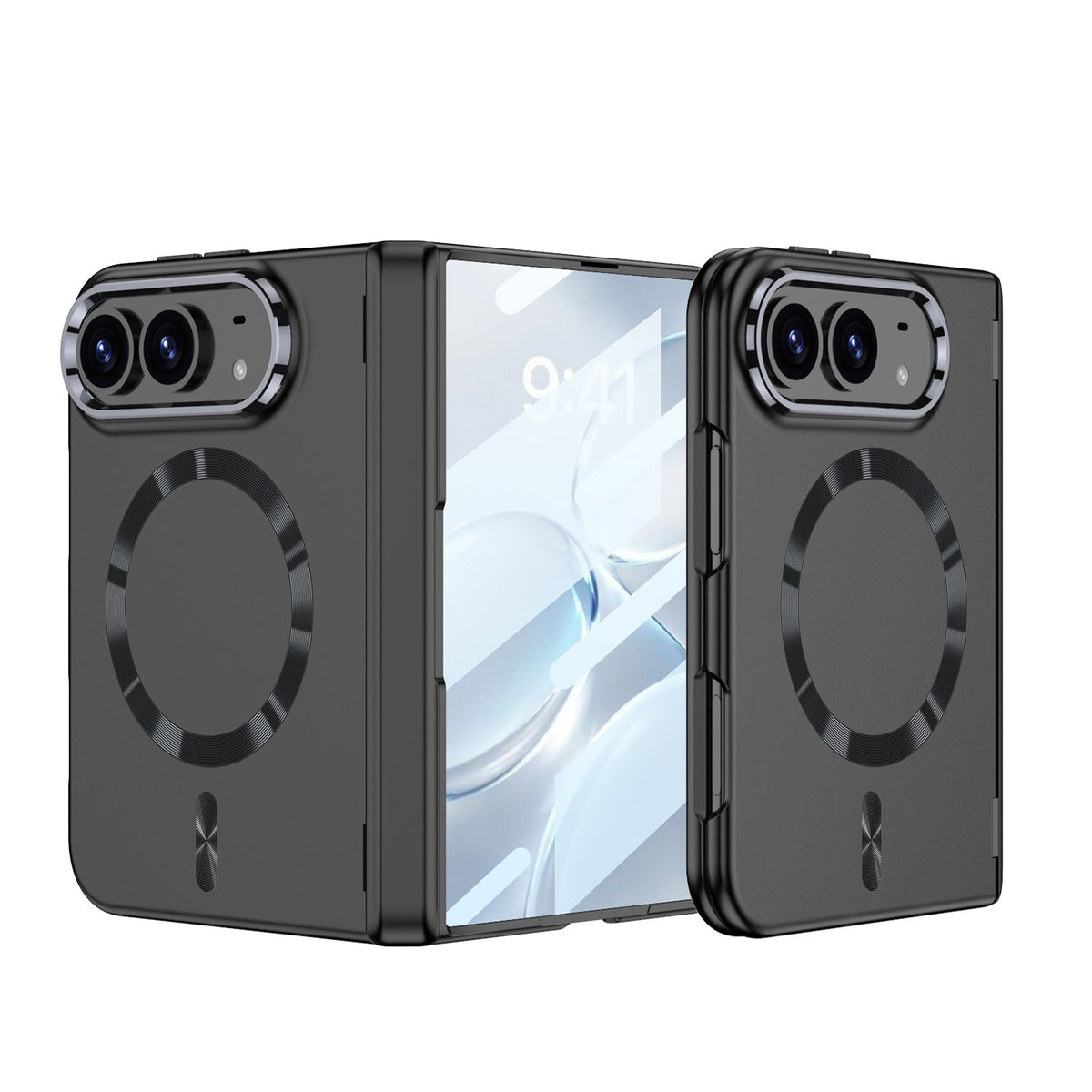 iPhone Duo - Magnetic Hinge Protection Fashion Cover Built-in Tempered Glass Film & Magnetic Ring