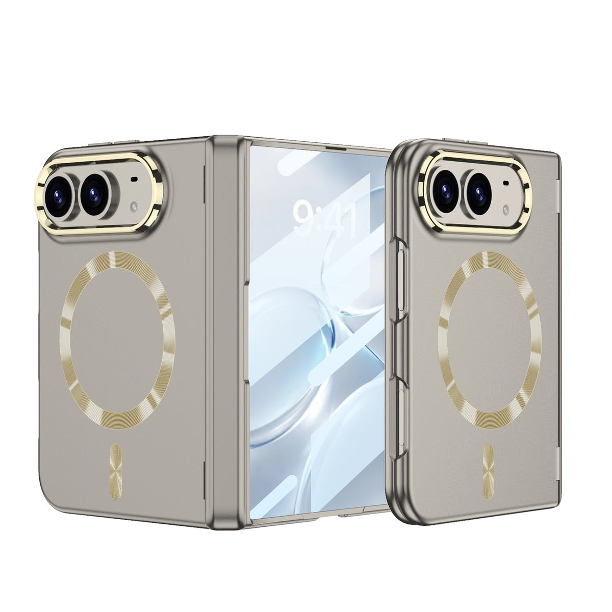 iPhone Duo - Magnetic Hinge Protection Fashion Cover Built-in Tempered Glass Film & Magnetic Ring