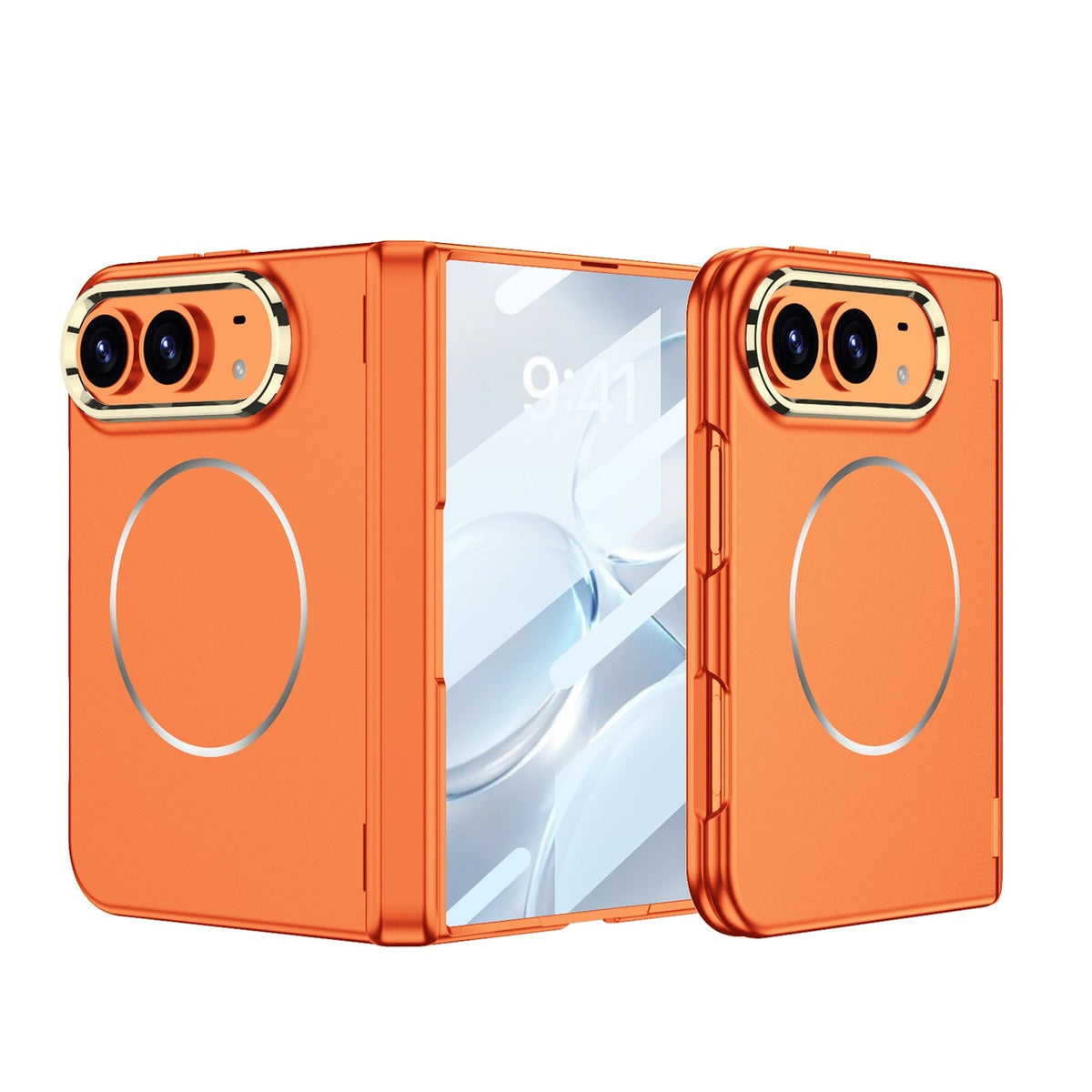 iPhone Duo - Magnetic Hinge Protection Fashion Cover Built-in Tempered Glass Film & Magnetic Ring