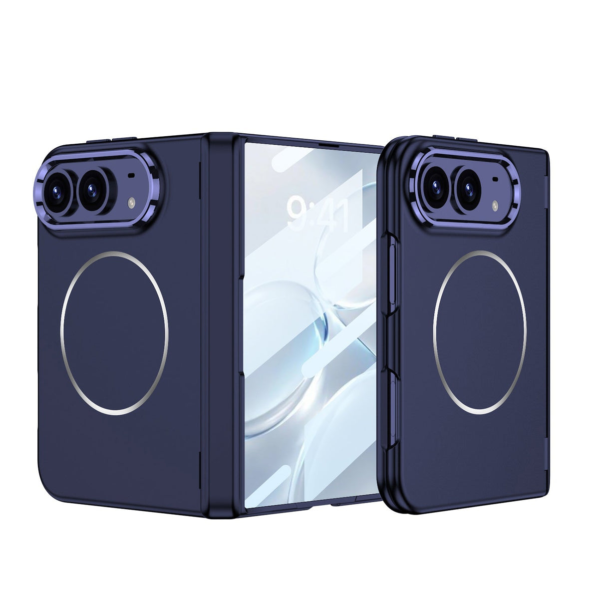 iPhone Duo - Magnetic Hinge Protection Fashion Cover Built-in Tempered Glass Film & Magnetic Ring