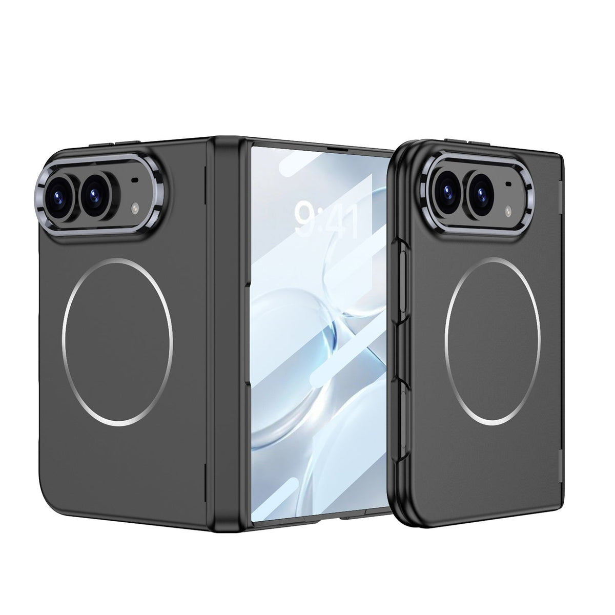iPhone Duo - Magnetic Hinge Protection Fashion Cover Built-in Tempered Glass Film & Magnetic Ring