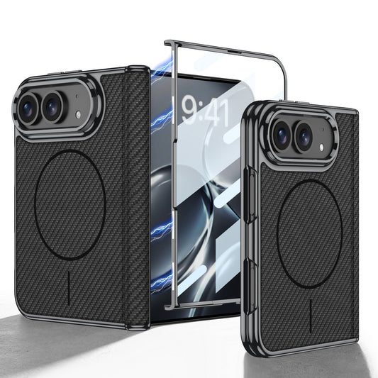 iPhone Duo - Golden Plating Leather Cover Built-in Tempered Glass Screen & Magnetic Coil
