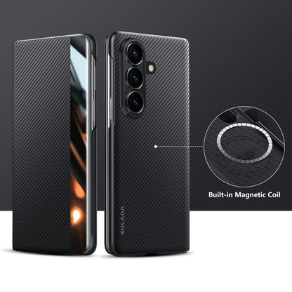 Luxurious Leather Cover With Magnetic Coil & Card Holder For Galaxy Z Fold 7/6/5/4