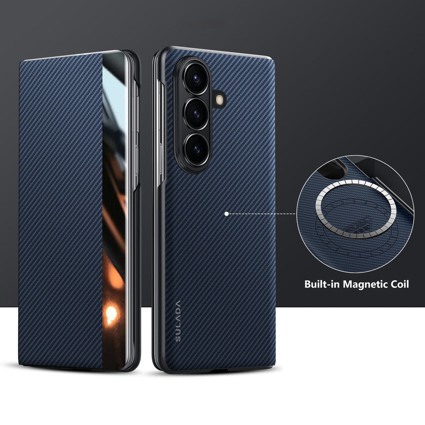 Luxurious Leather Cover With Magnetic Coil & Card Holder For Galaxy Z Fold 7/6/5/4