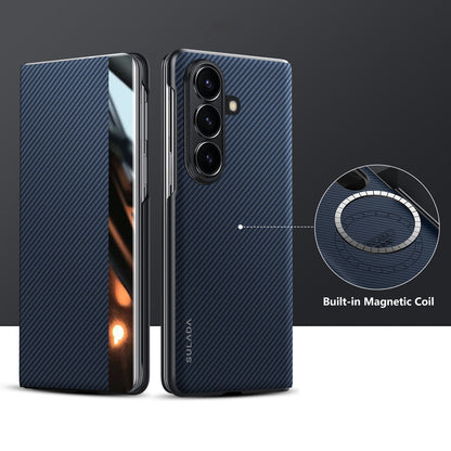 Luxurious Leather Cover With Magnetic Coil & Card Holder For Galaxy Z Fold 7/6/5/4