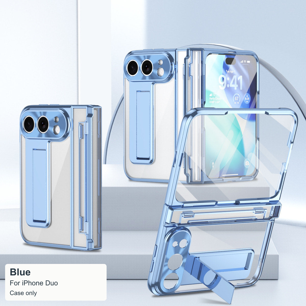 iPhone Duo | Clear Case with Hidden Kickstand, Hinge Protection & Glass Front