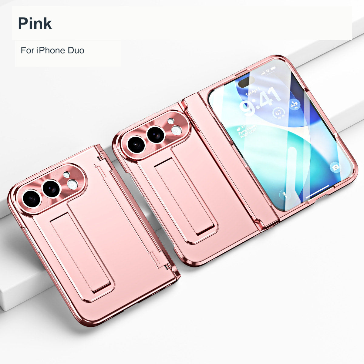 iPhone Duo | Electroplated Kickstand Case with Hinge Protection & Glass Front