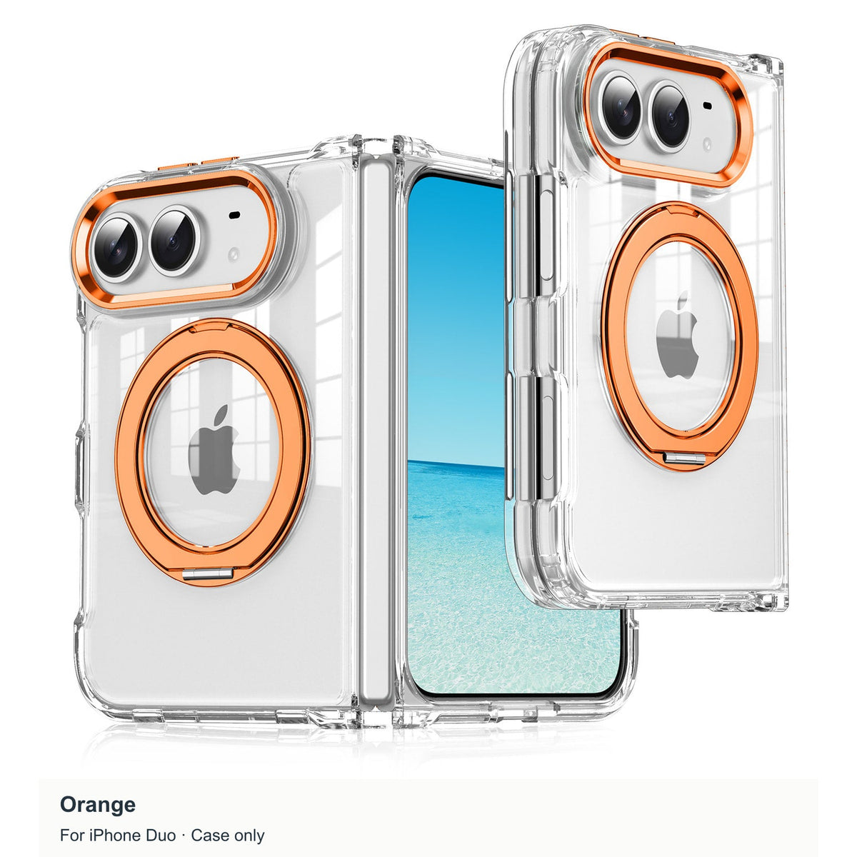 iPhone Duo | Clear Magnetic Case with Alloy Ring Stand & TPU Hinge