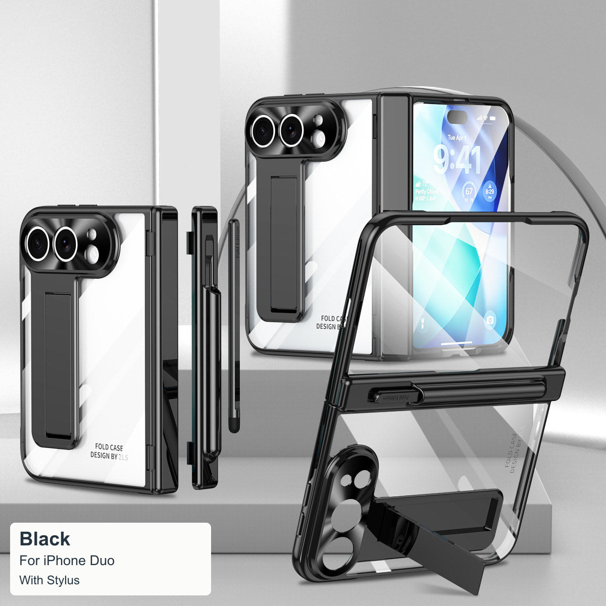 iPhone Duo | Clear Kickstand Case with Magnetic Hinge & Stylus