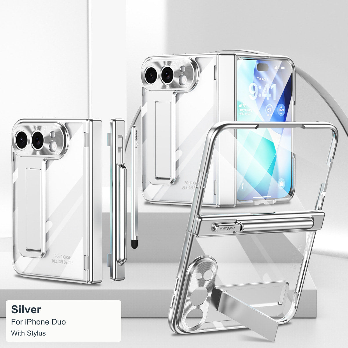 iPhone Duo | Clear Kickstand Case with Magnetic Hinge & Stylus