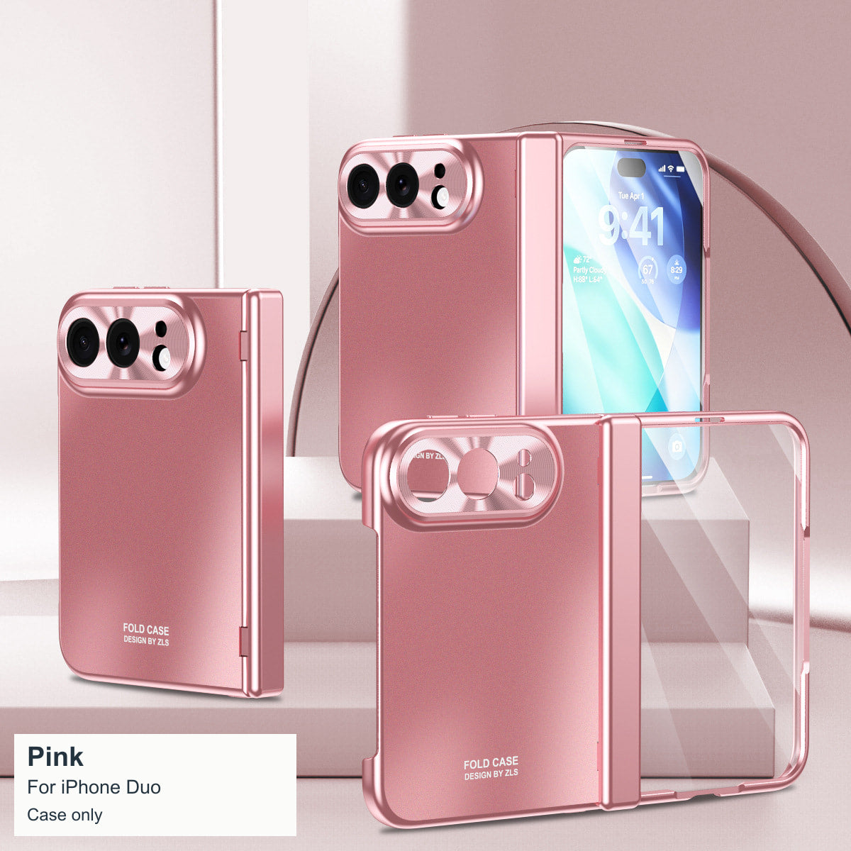 iPhone Duo | Smooth Electroplated Case with Hinge Protection & Tempered Glass