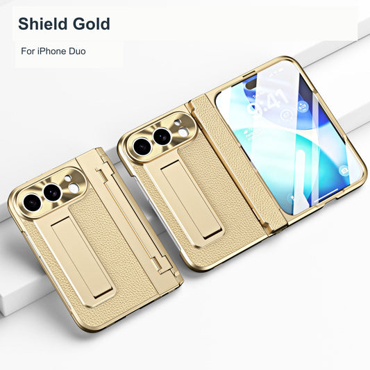iPhone Duo | Textured Kickstand Case with Hinge Protection & Front Screen Protector