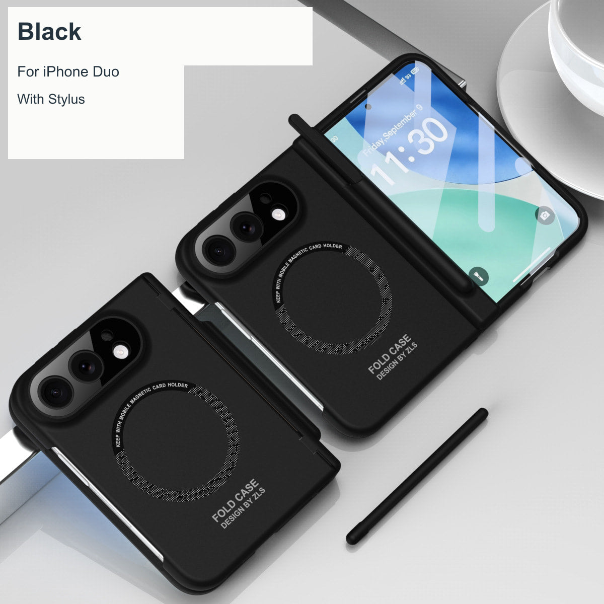 iPhone Duo | Hinge Protection Case with Glass Front & Optional Stylus