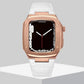 Luxury Metal Case Leather Strap For Apple Watch Series 44/45 mm - Mycasety Mycasety