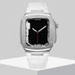 Luxury Metal Case Leather Strap For Apple Watch Series 44/45 mm - Mycasety Mycasety