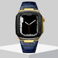 Luxury Metal Case Leather Strap For Apple Watch Series 44/45 mm - Mycasety Mycasety