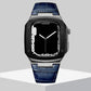 Luxury Metal Case Leather Strap For Apple Watch Series 44/45 mm - Mycasety Mycasety