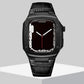 Luxury Metal Case Leather Strap For Apple Watch Series 44/45 mm - Mycasety Mycasety