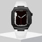 Luxury Metal Case Leather Strap For Apple Watch Series 44/45 mm - Mycasety Mycasety