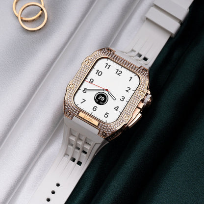 Luxurious Titanium Alloy Crystal Case Strap For Apple Watch 44/45 mm - Mycasety Mycasety